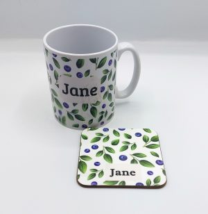 Blue Berry Mug and Coaster Set