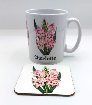 Pink Flower Mug & Coaster Set 1